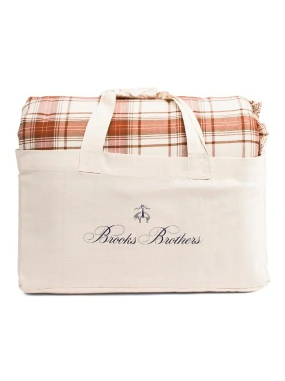 BROOKS BROTHERS 3pc Cotton Percale Plaid Comforter Set